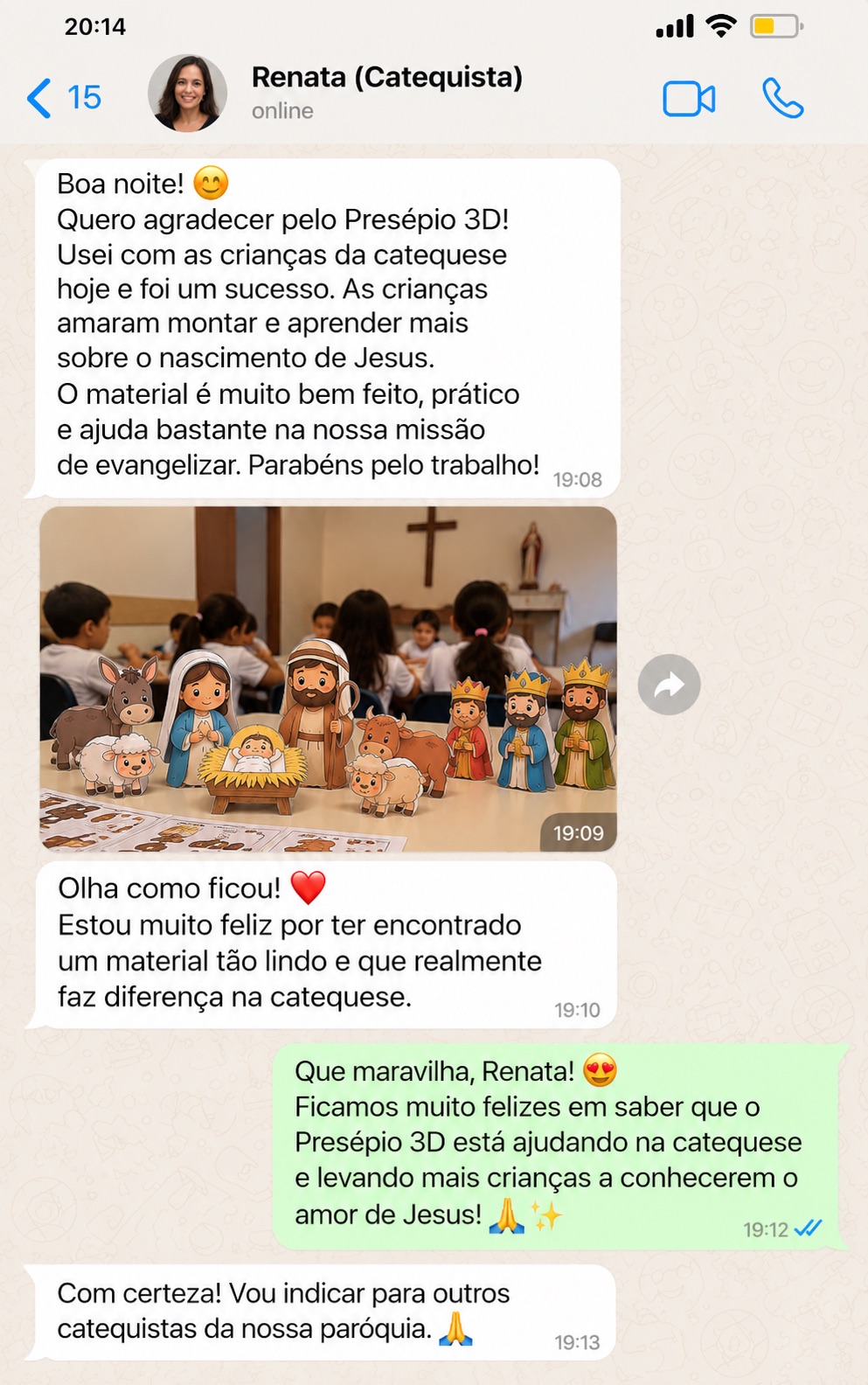 Relato de uma catequista sobre uma atividade com o presépio