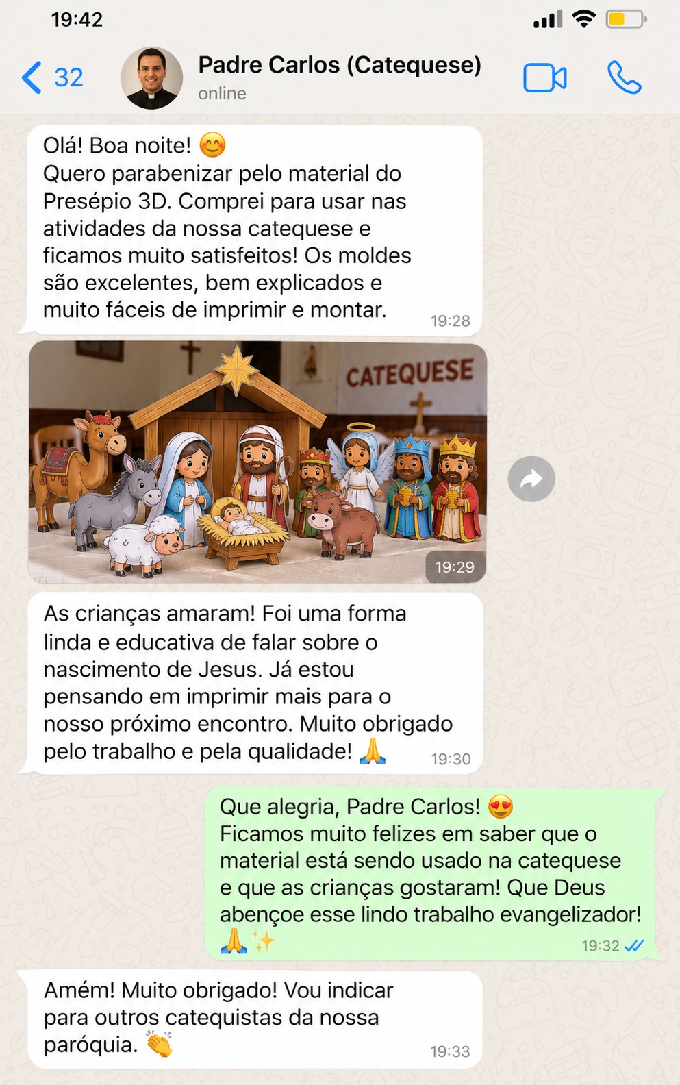 Conversa de catequese sobre usar o presépio em uma atividade
